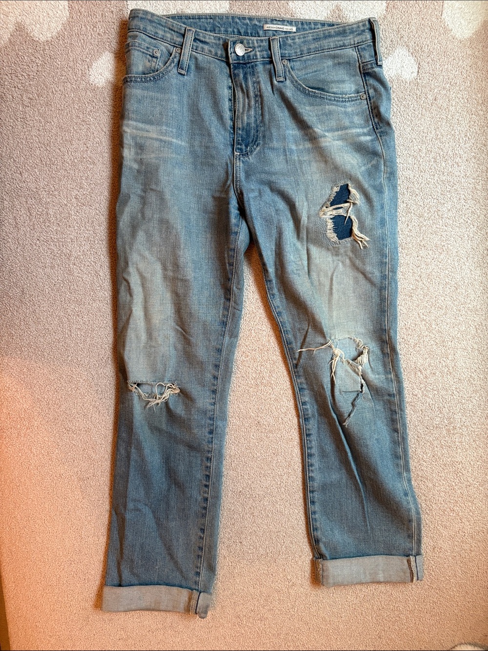 Straight Leg Distressed Light Blue Women's Jeans